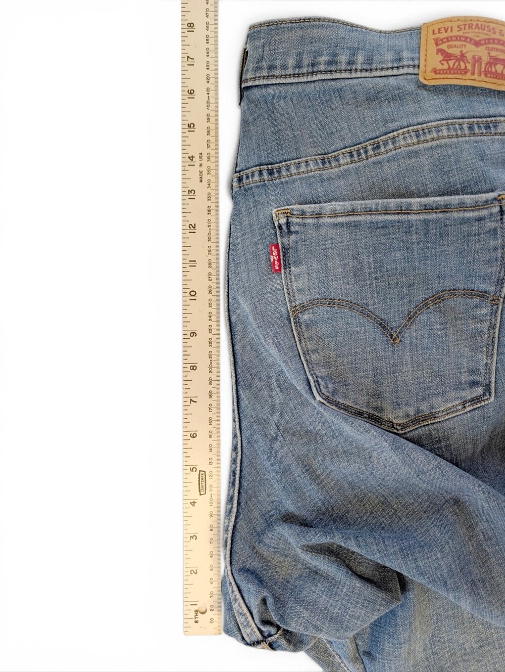 LEVIS Denim Bermuda Shorts Light Blue Jean Casual Distressed - Picture 10 of 16
